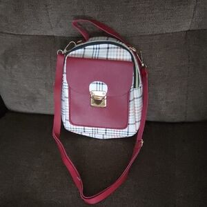 Stylish Pink and White Plaid little Girls Bag